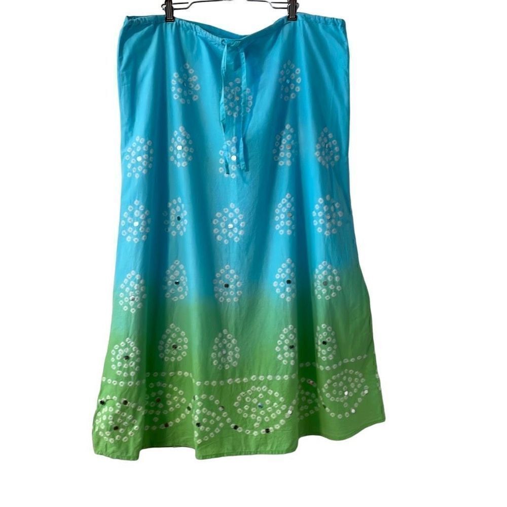 Old Navy ombré blue & green low waist sequin cotton maxi skirt 14